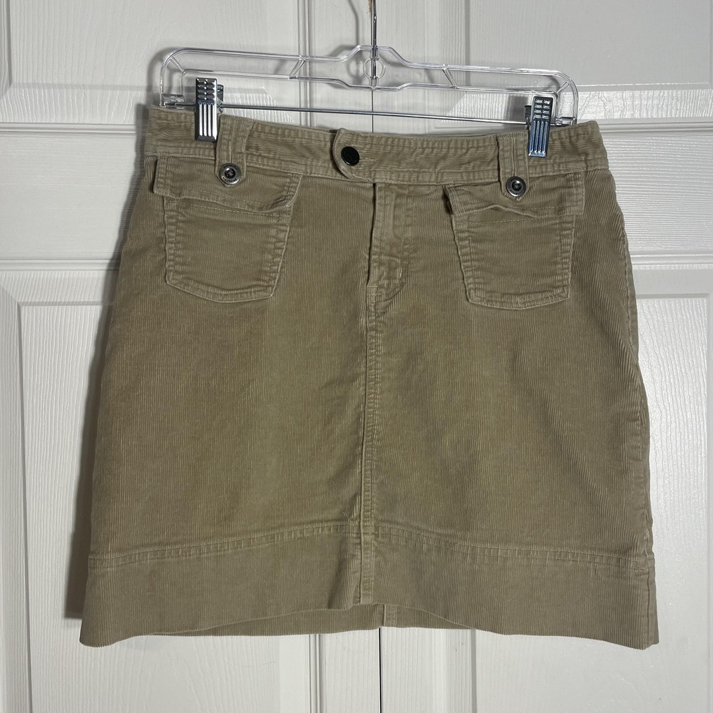 Patagonia Corduroy Skirt Women 4 Khaki Brown Straight Organic Cotton Mini Pocket
